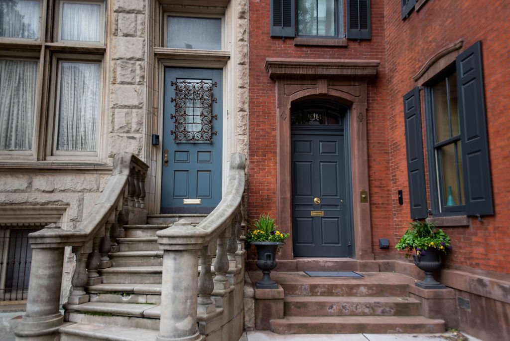 Ornate doorways in Rittenhouse Square neighborhood of Philadelphia