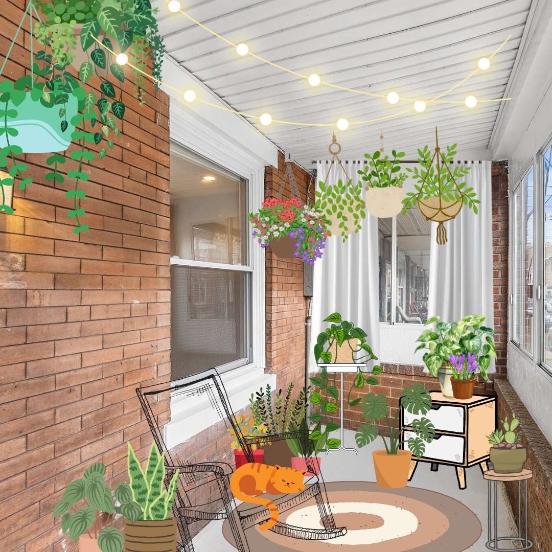 We had some fun imagining this sun porch being filled with plant babies and one satisfied sunbathing fur babe 🐈. What would you do with the space? Maybe a front library is more your style (plant killers raise your hand 🙋&zwj;♀️ #itme), maybe its an