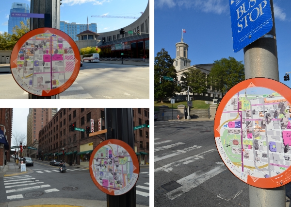 Personal map stations in Downtown Nashville