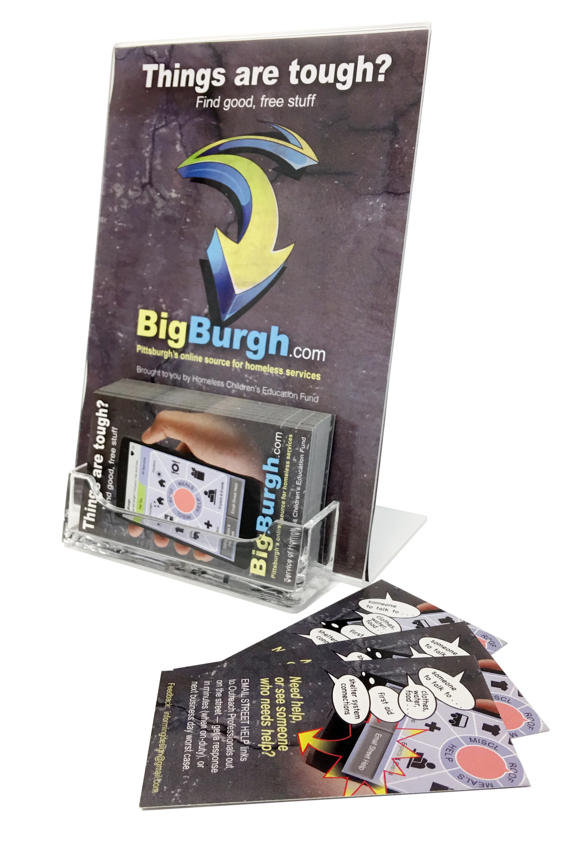 5,000 BigBurgh business cards are printed each month and distributed to libraries, agencies, and professionals.