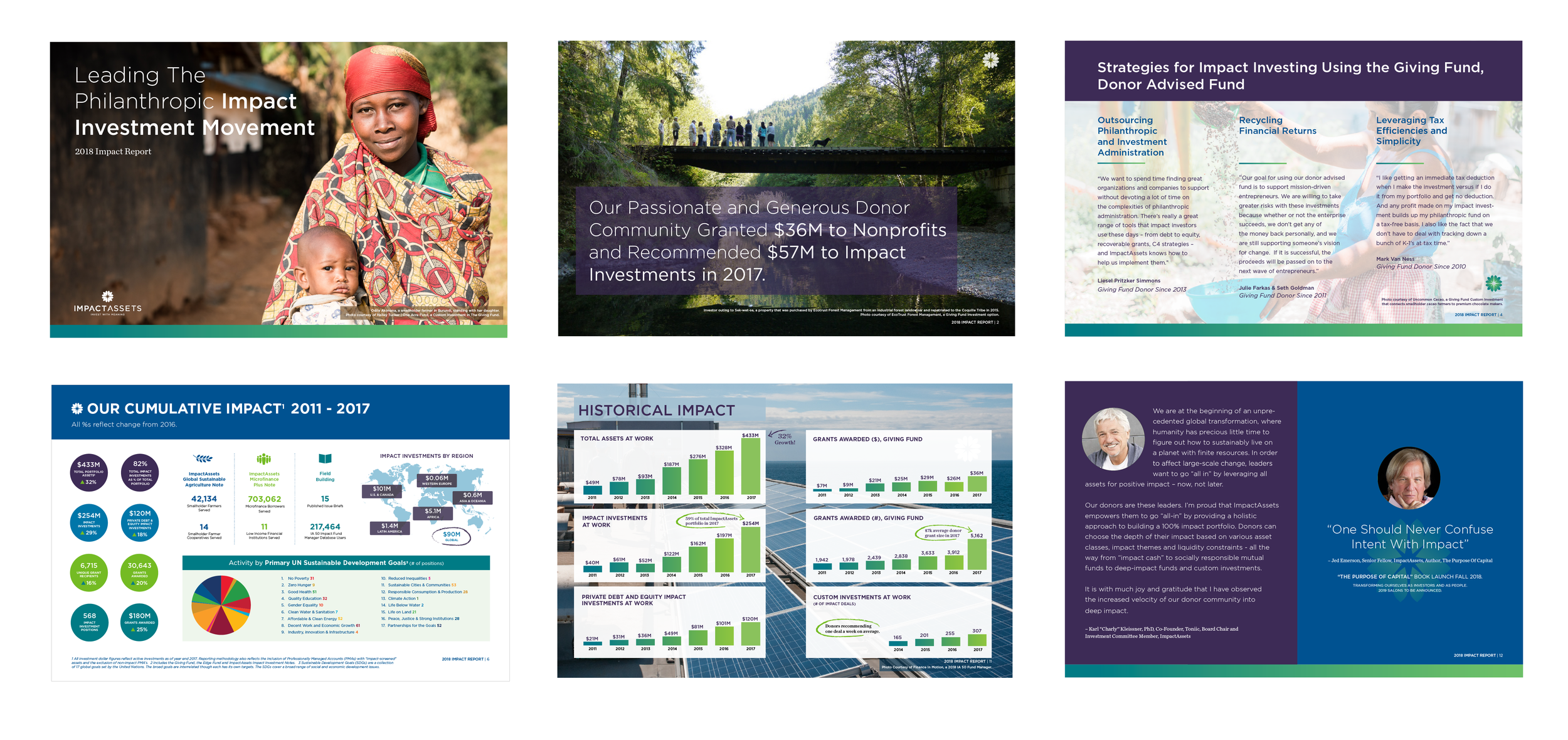 IMPACT ASSETS Project: Annual Report Design. ImpactAssets creates opportunities for investors and philanthropists to make the world a better place by managing their portfolios with equal regard for problem solving and profit. A nonprofit financial services company.