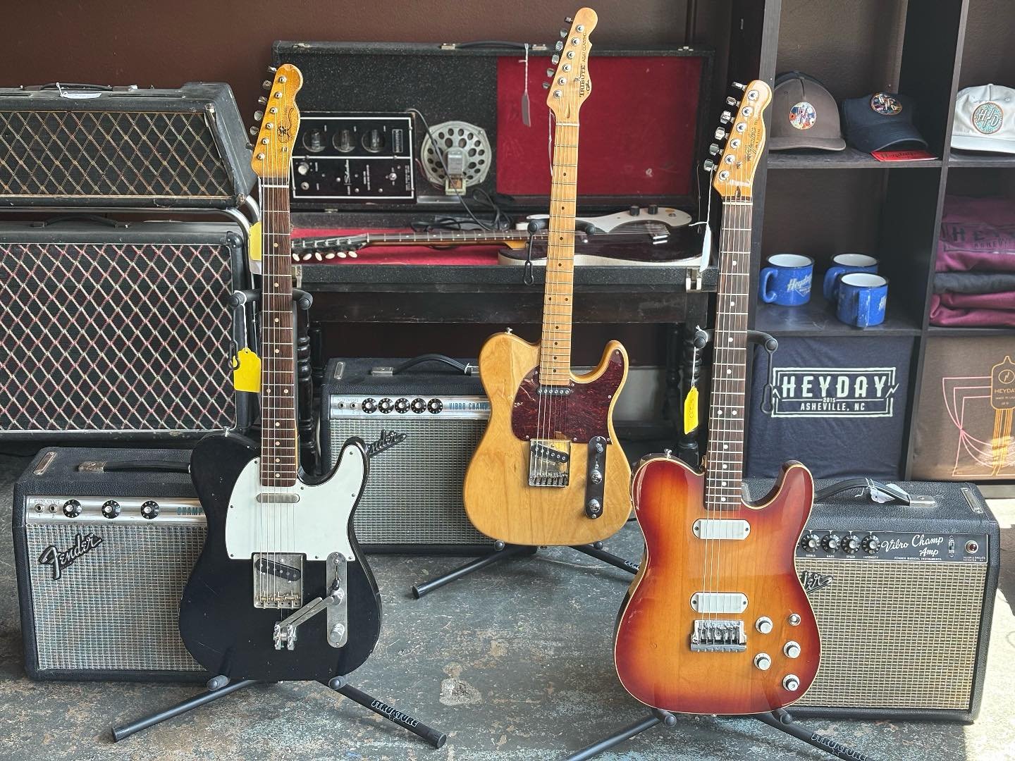 Which Telecaster setup would you choose?
1. Rittenhouse Tele W/ Lollar Pickups and a G & B bender through a 1979 Fender Champ
2. G & L Classic Asat Tribute through a 1972 Fender Vibro Champ
3. 1983 Fender Elite Tele through a 1967 Fender V