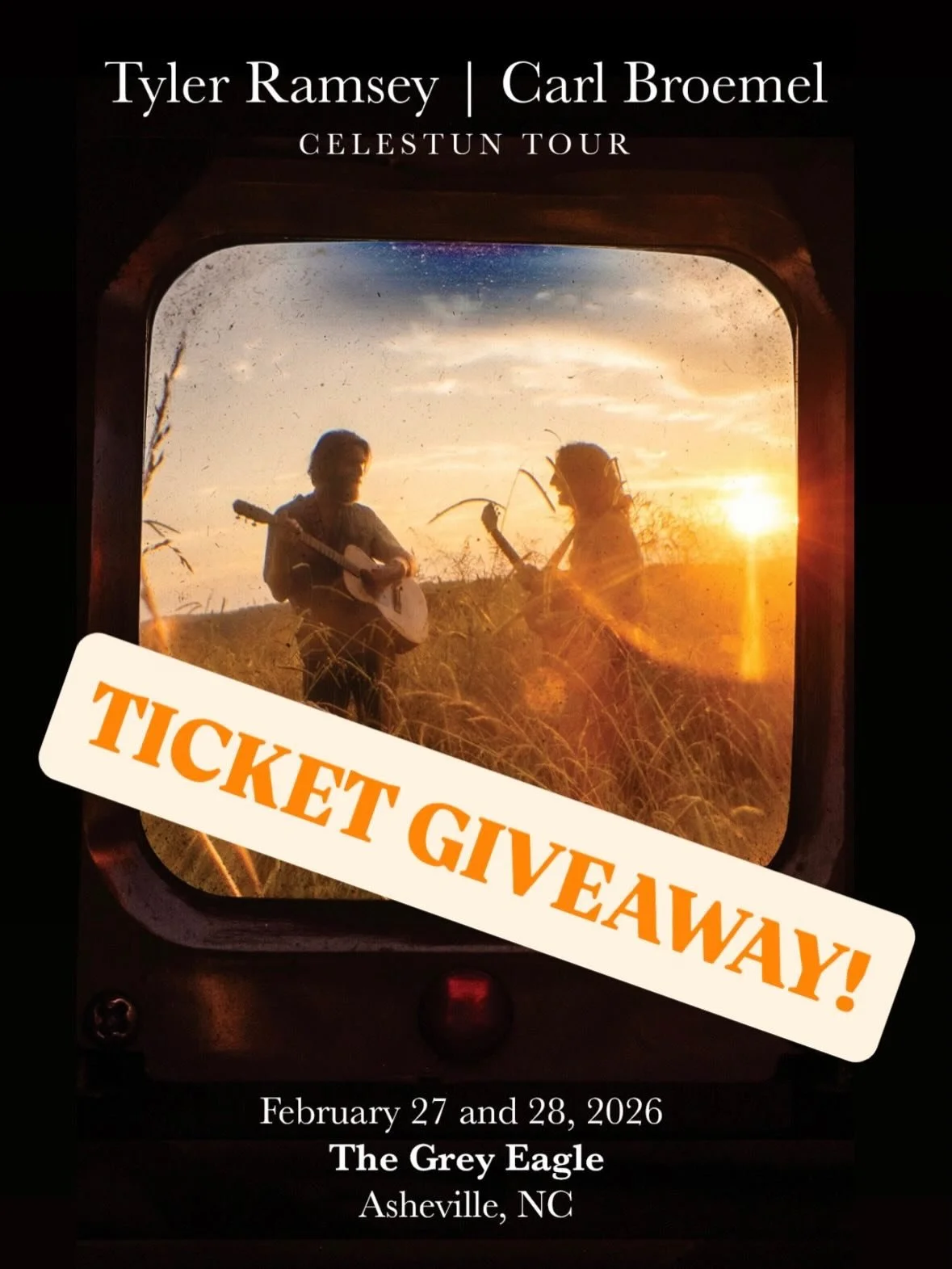 TICKET GIVEAWAY for Tyler Ramsey and Carl Broemel at The Grey Eagle. Win two tickets for the February 27th show!

INSTRUCTIONS:
- Follow @heydayavl 
- Respost this post to your story
- Tag a friend in the comments below!