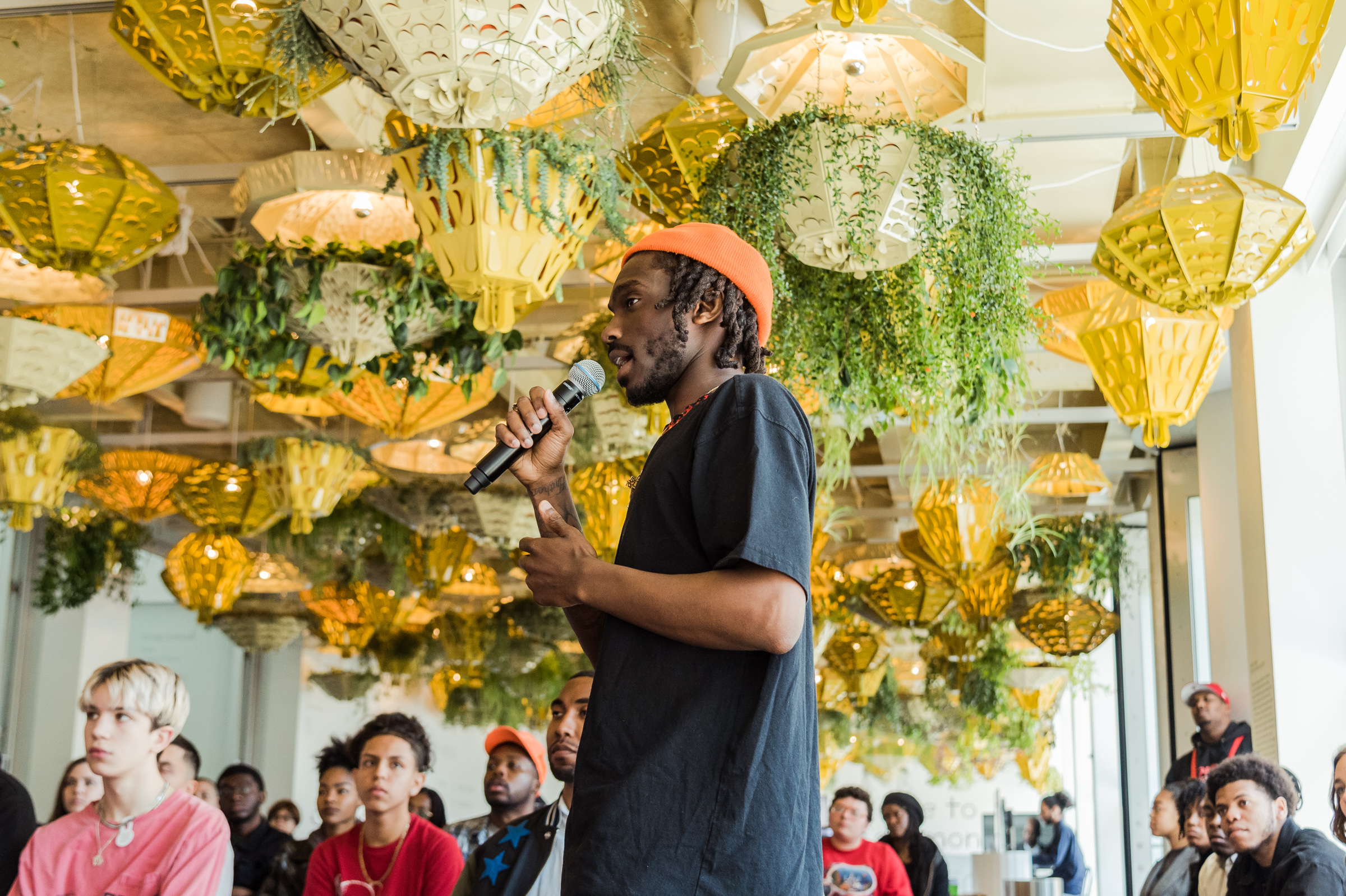  Guest speaker Des Money presenting during Passion to Profession: Best Dressed at the Museum of Contemporary Art Chicago. 2019.  photo by: Mikayla Delson 