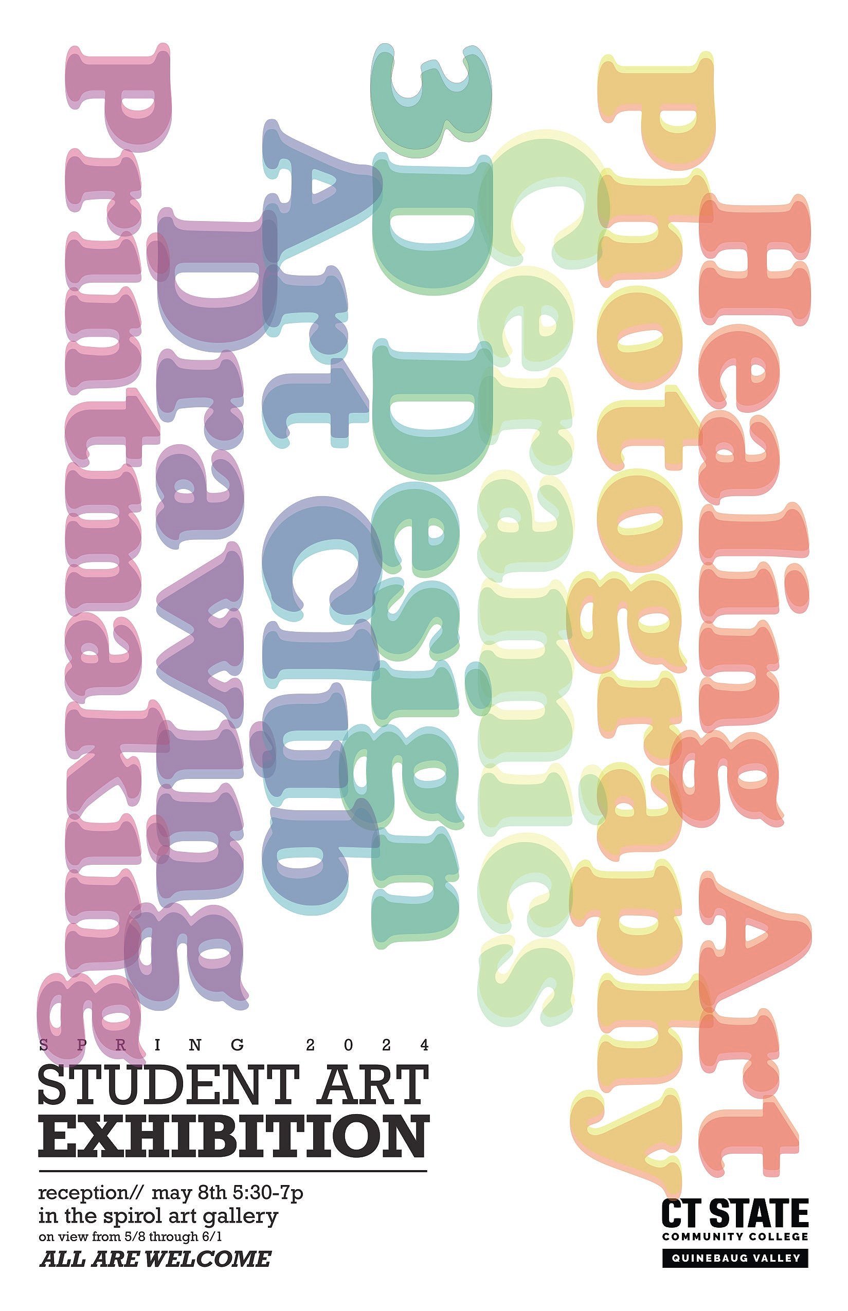 Poster for the Quinebaug Valley Community College Student Art Show