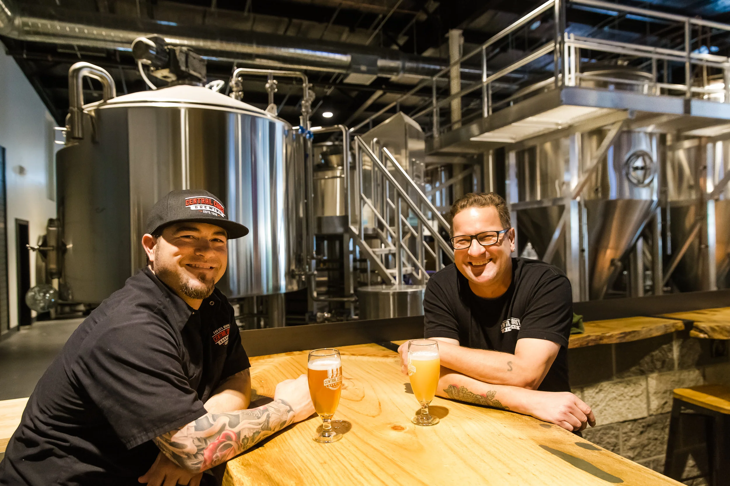 Photo By Jayson Mellom WAKING DREAM After two years of dreaming and scheming, a cold one is in order. From left, Central Coast Brewing Company Brewmaster Brendan Gough and Sales Manager Stormy Trevino share a celebratory sip at the new 6 Higuera St. location, which opened to massive fanfare last month.