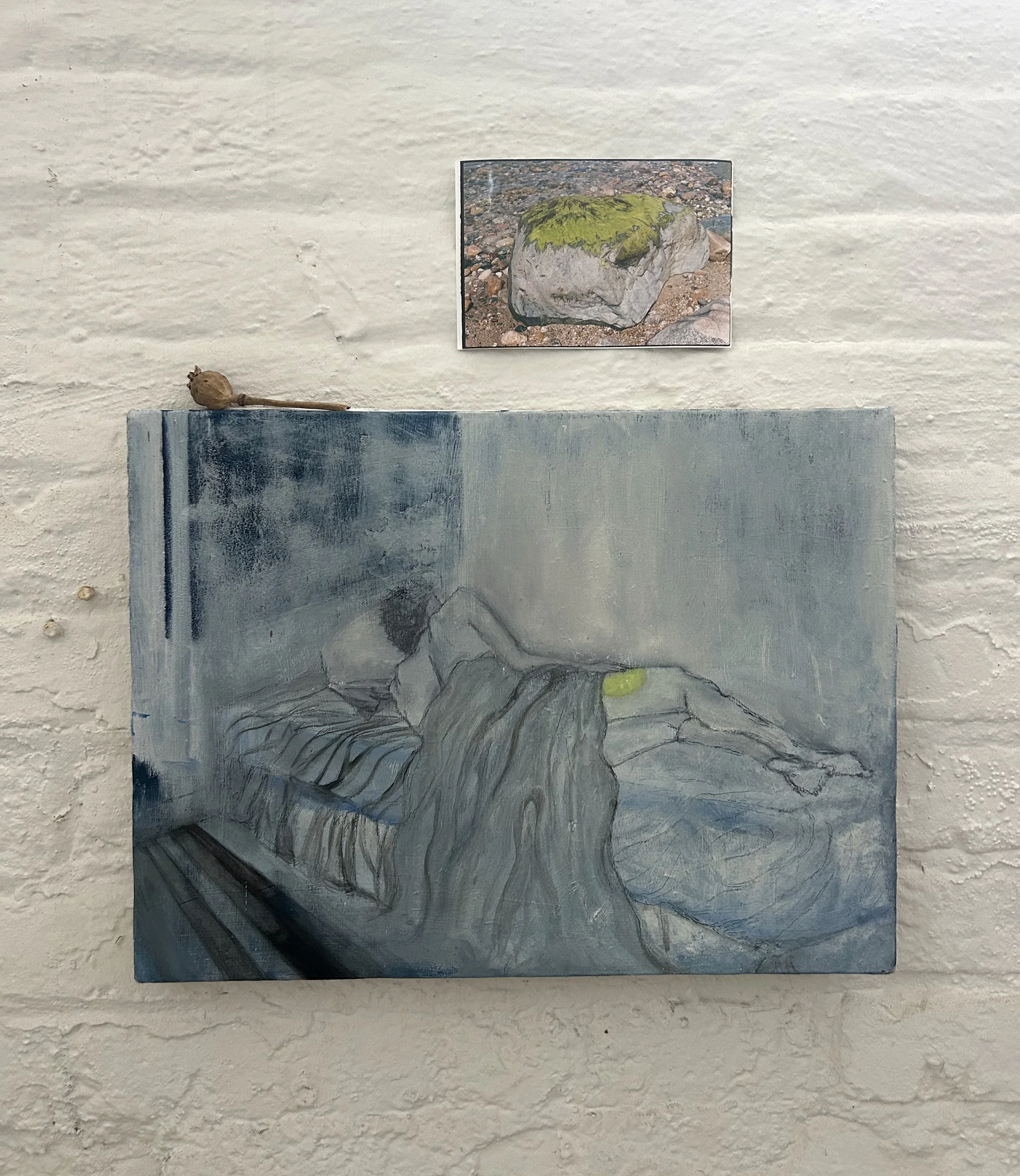 Gangrene, oil and graphite on canvas, poppy, photograph