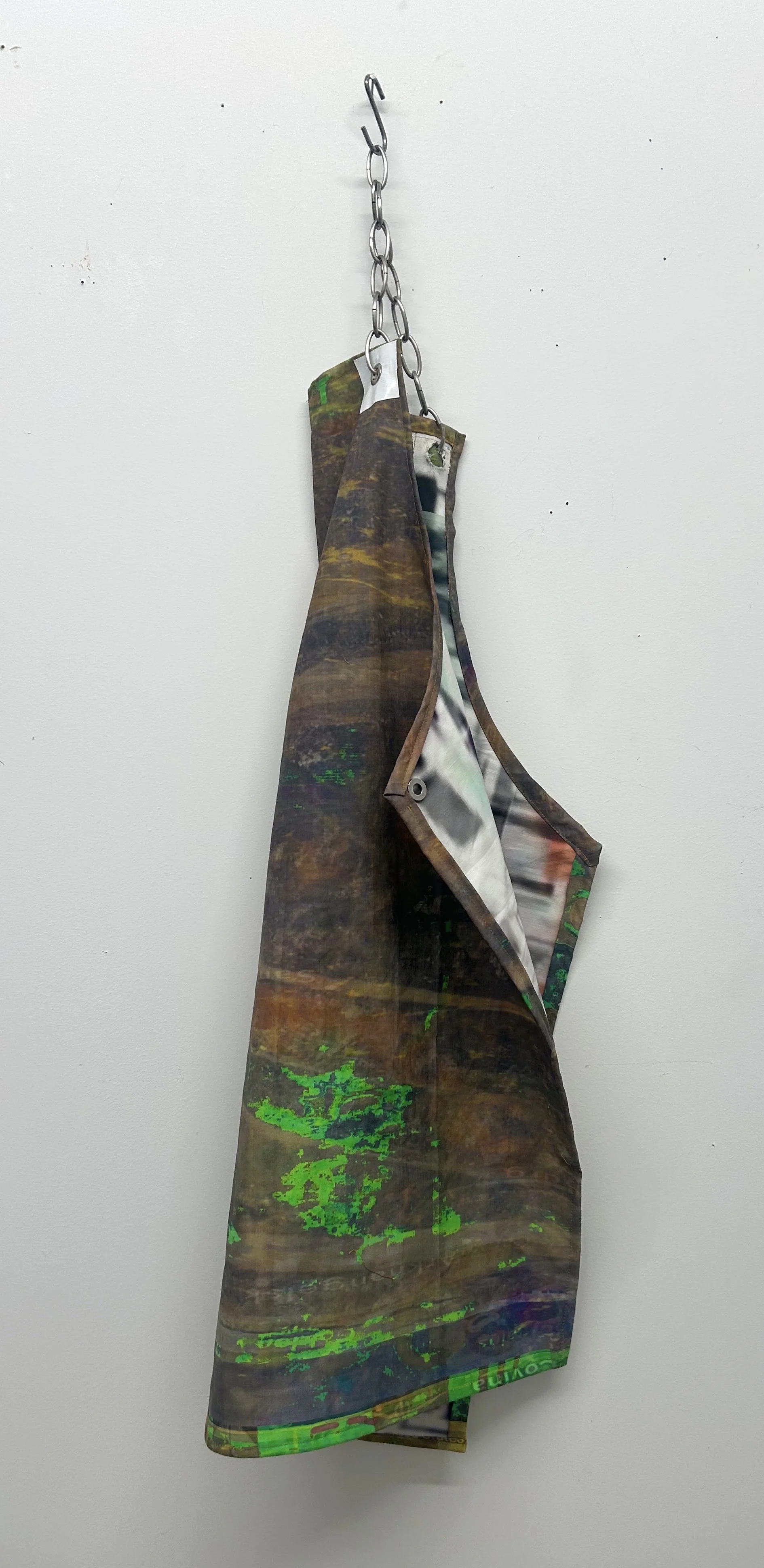 Mining Apron, digital print on canvas, neodymium magnets, chain