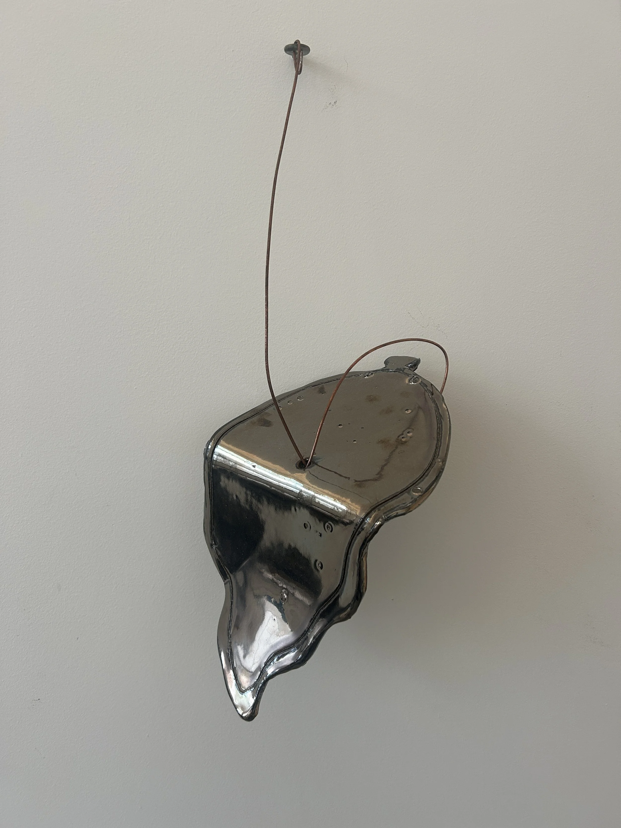 Clock, 2026, fired and glazed ceramic, bronze, hardware