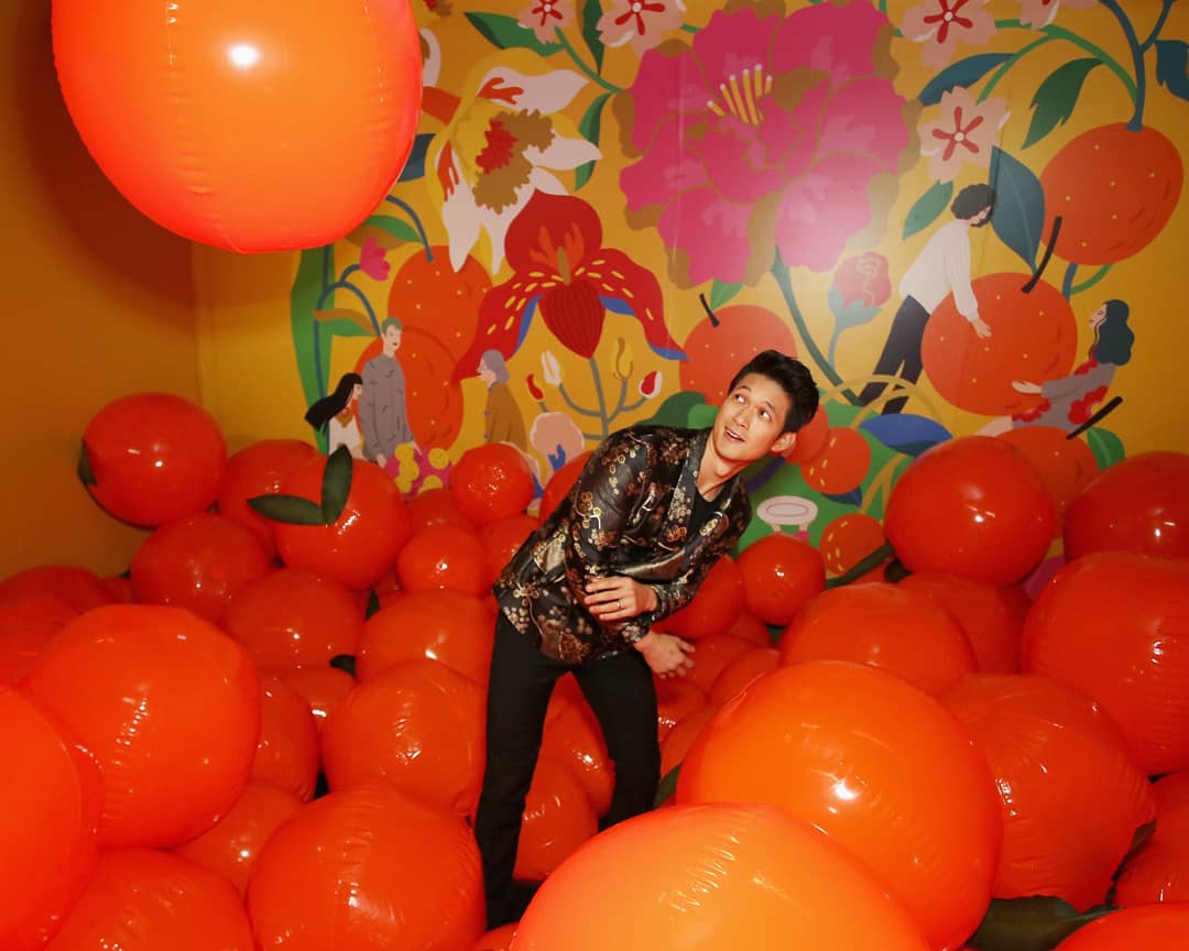 Harry Shum Jr in the room I designed. 