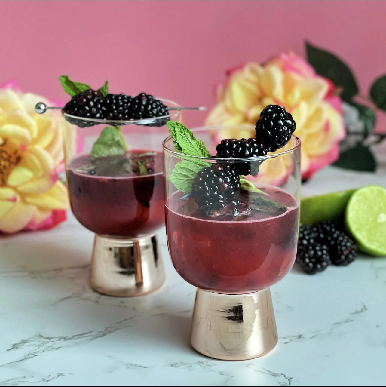 Blackberry Mint Lavender Margarita Cocktail and Mocktail
