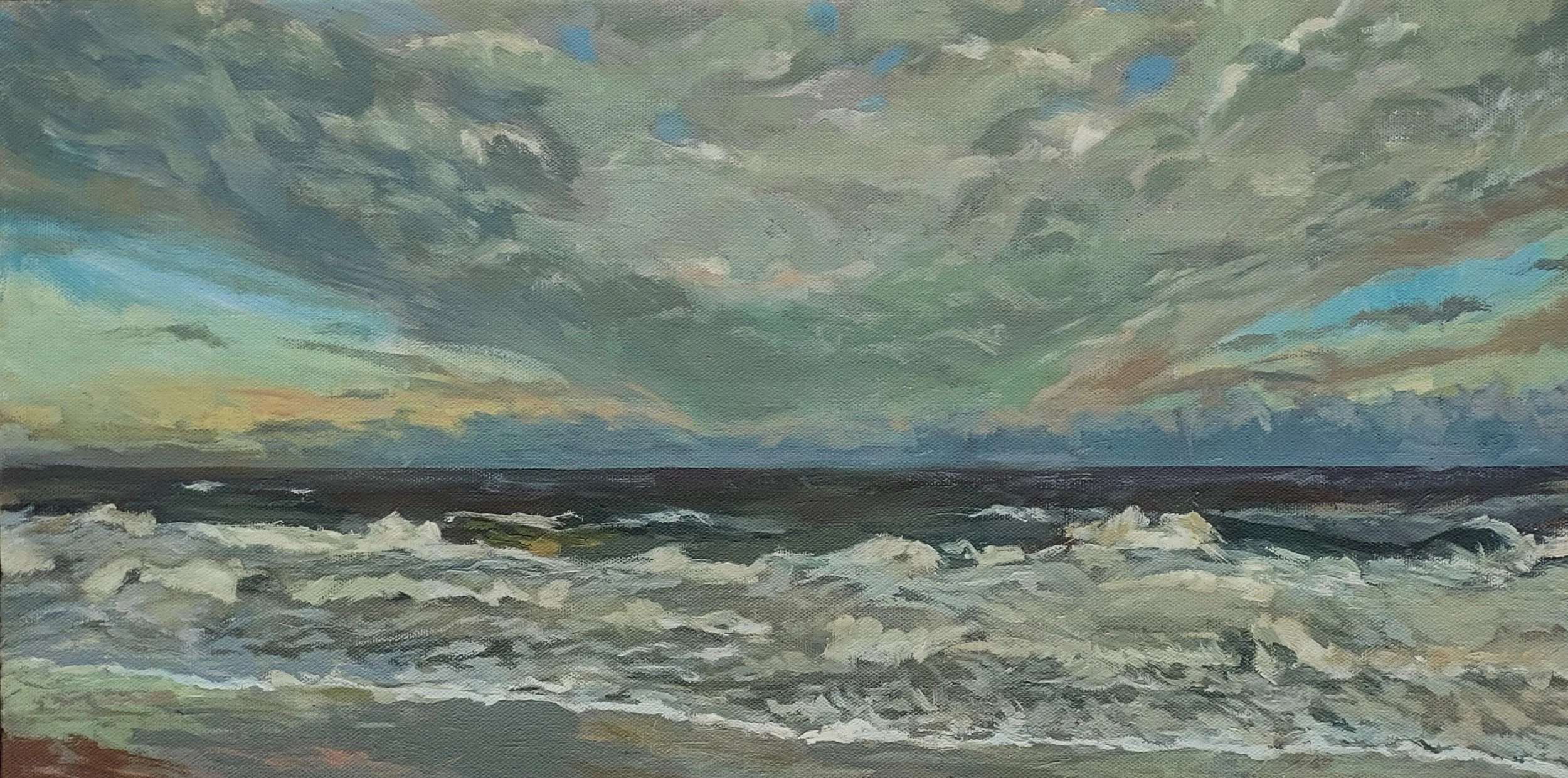 Viemeister, Winter Surf, Oil,  12x24 in $450.jpg