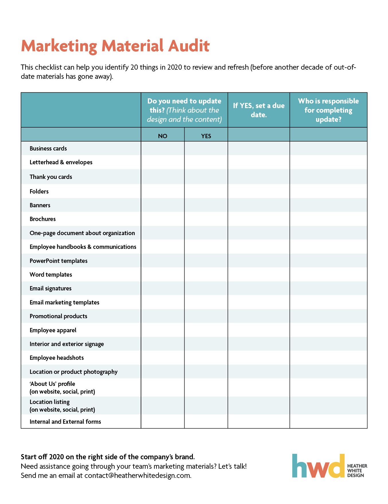 20 Marketing Pieces to Audit in 2022 Heather White 20 Marketing Pieces to Audit in 2022 Heather White