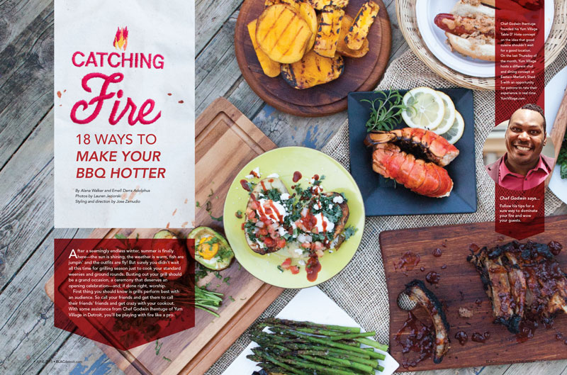 Spread from BLAC magazine, June 2015. Styling, cooking and design by me. Photography by Lauren Jeziorski. 