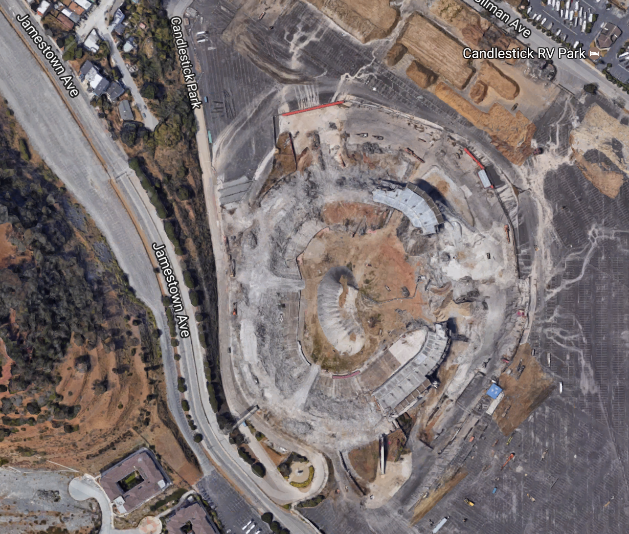 Candlestick Park today (Image Courtesy of Google Earth)