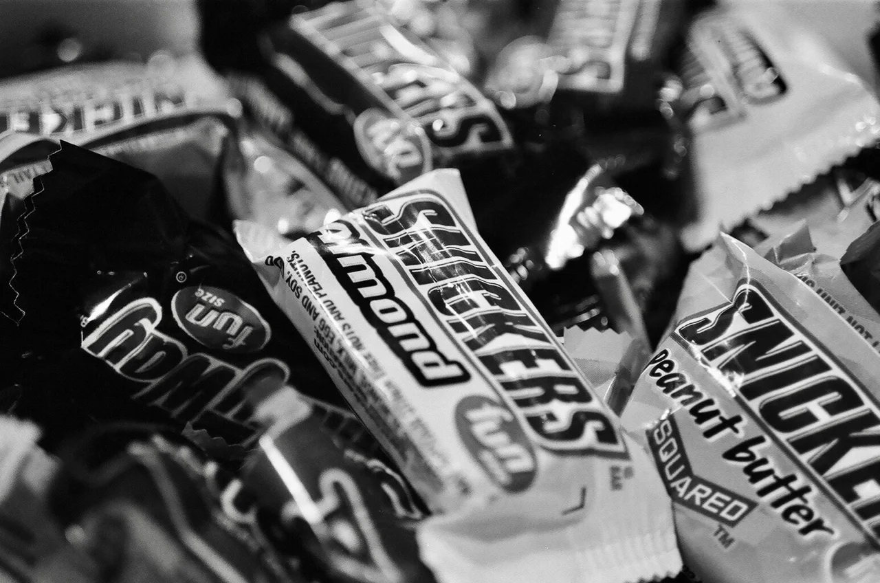 The office candy bowl after Halloween