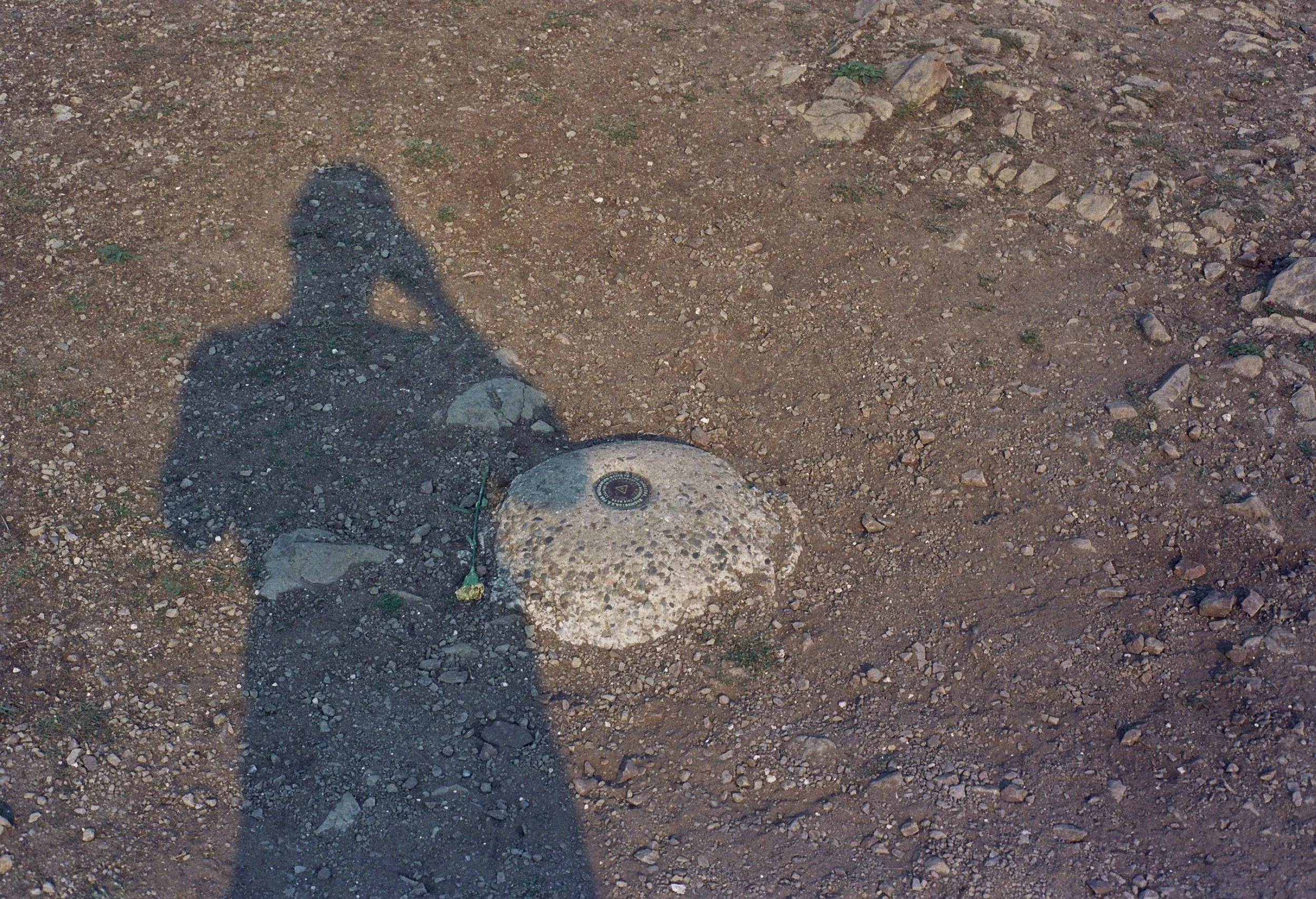Geodetic marker shadow selfie