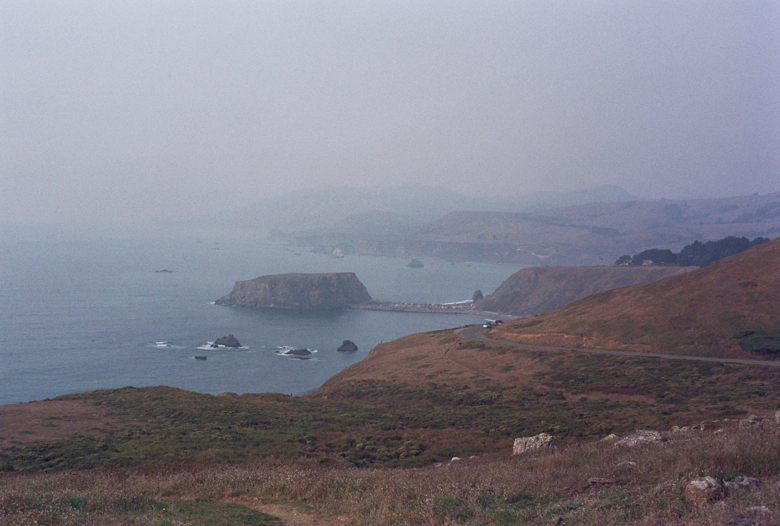 Goat Rock through the smoke