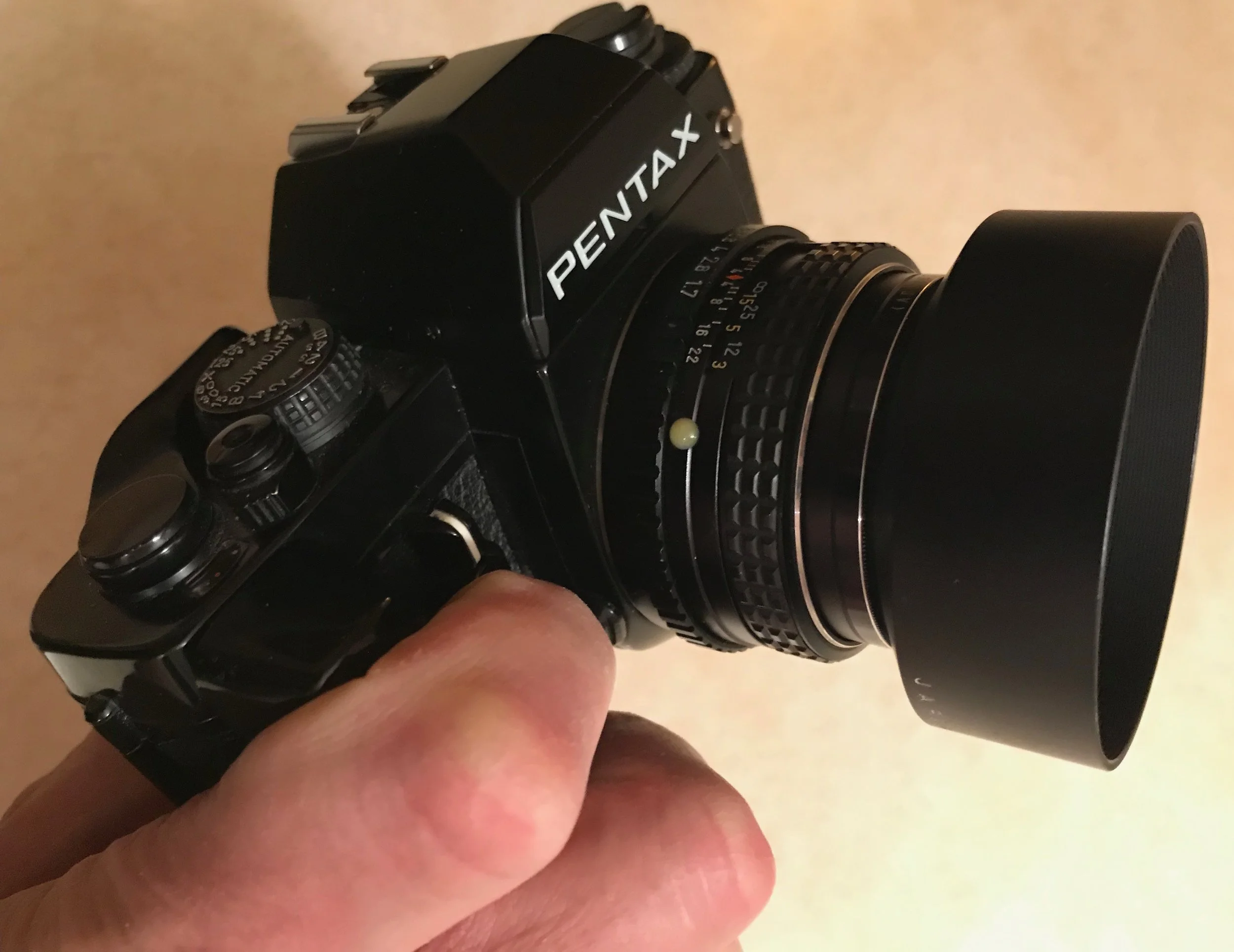 Pentax LX with optional hand grip