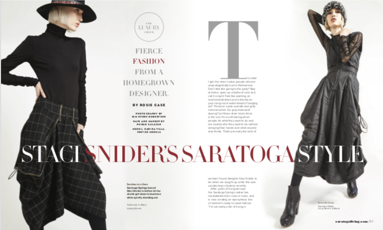 SNIDER featured in Saratoga Living Magazine NOVEMBER 2018