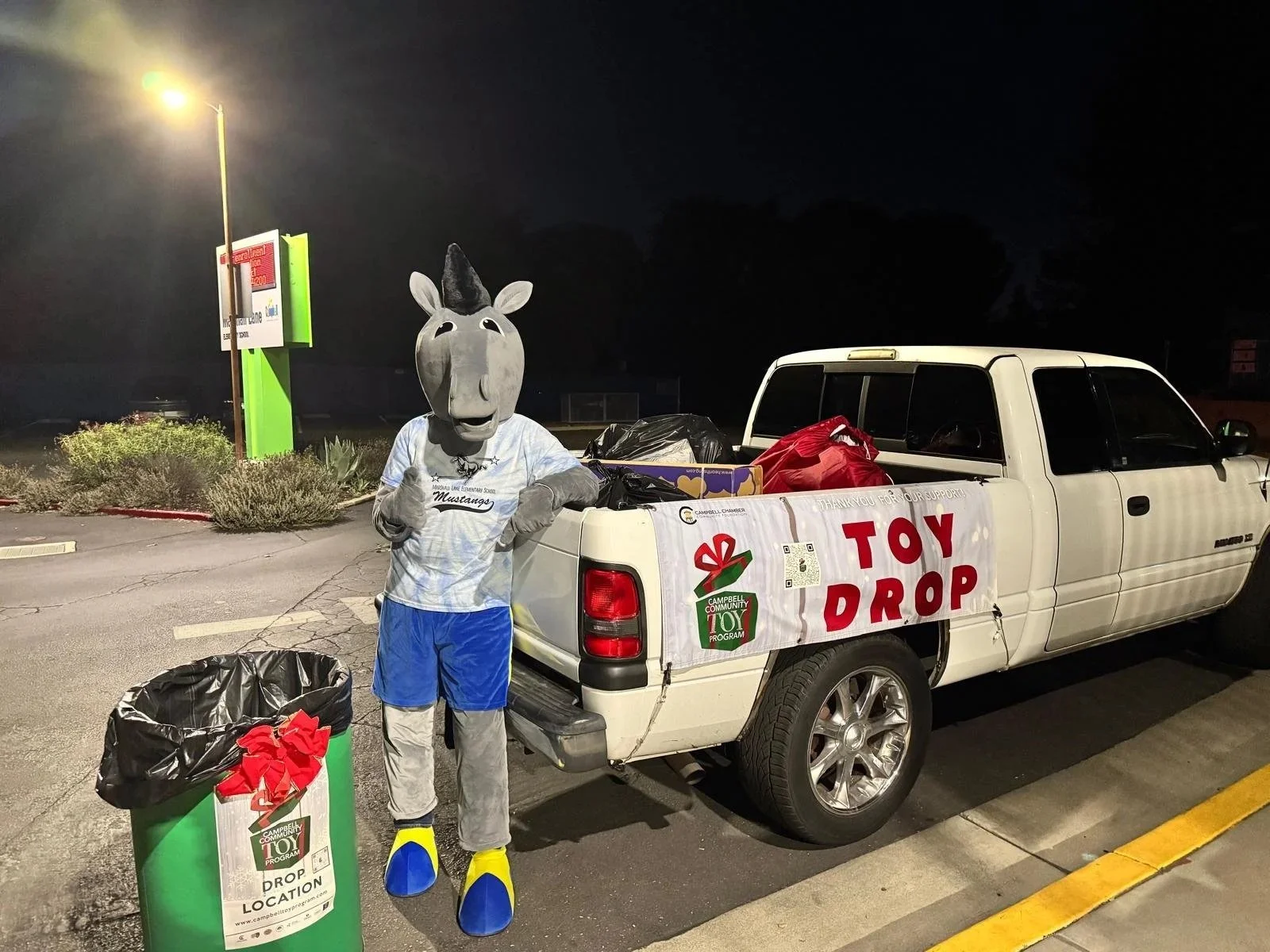 Marshall the Mustang visits the Campbell Community Toy Truck
