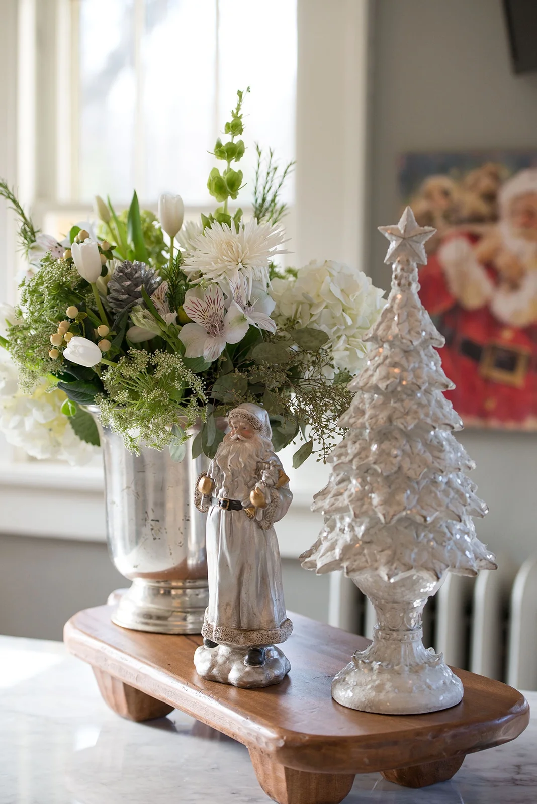 Winter whites are always a favorite way to decorate during the holidays.