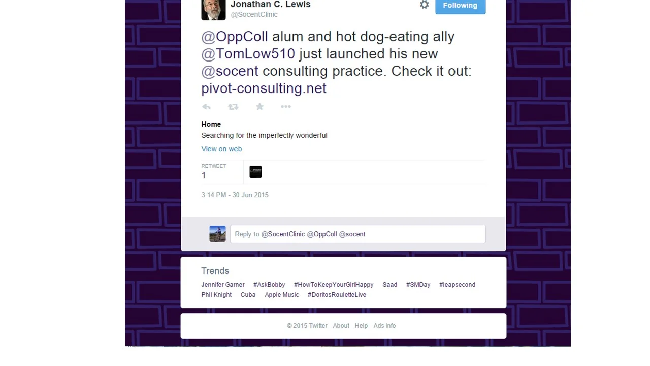 Thanks Jonathan Lewis @SocentClinic!