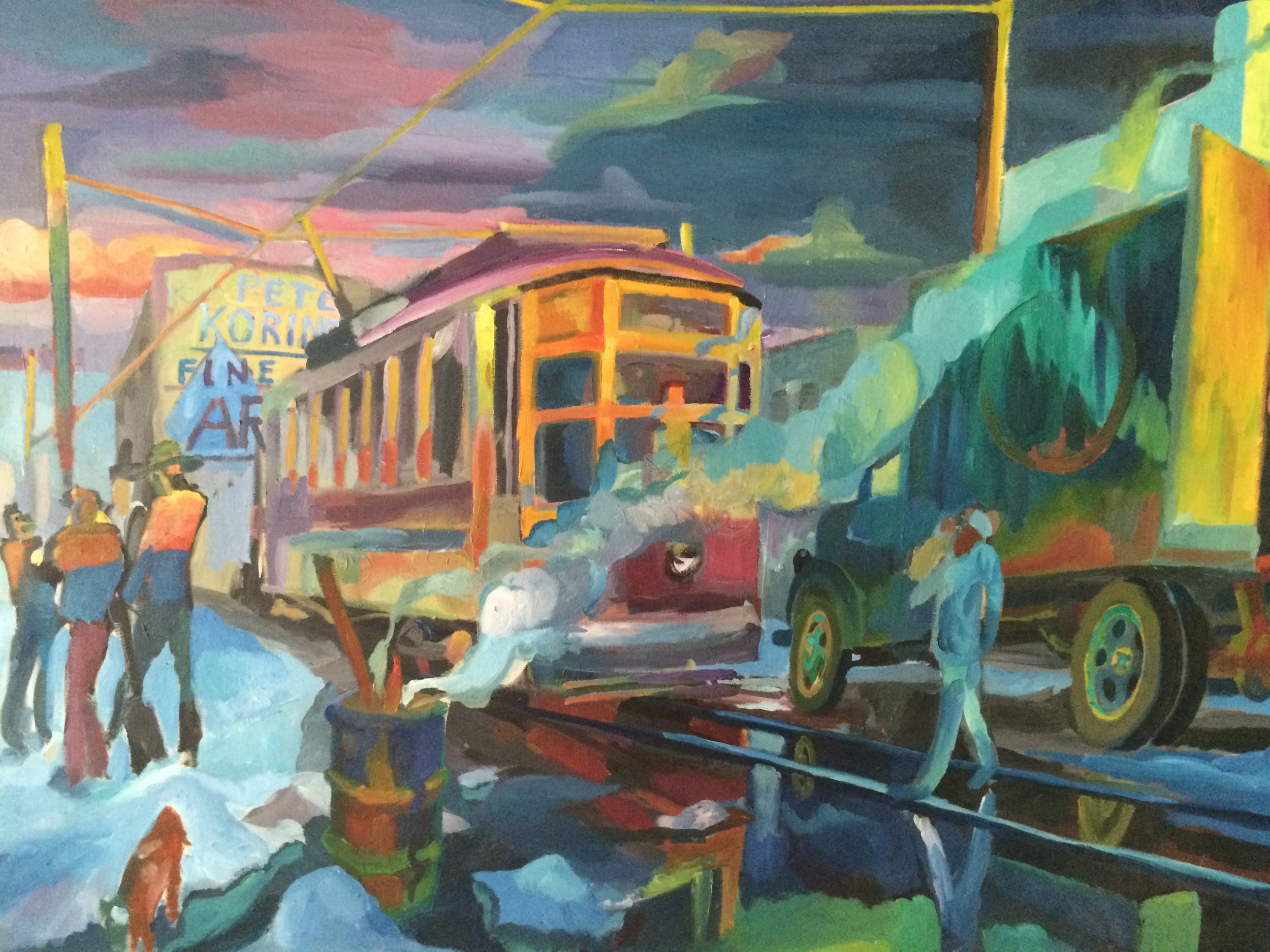 Street Car 30x40 oil on canvas