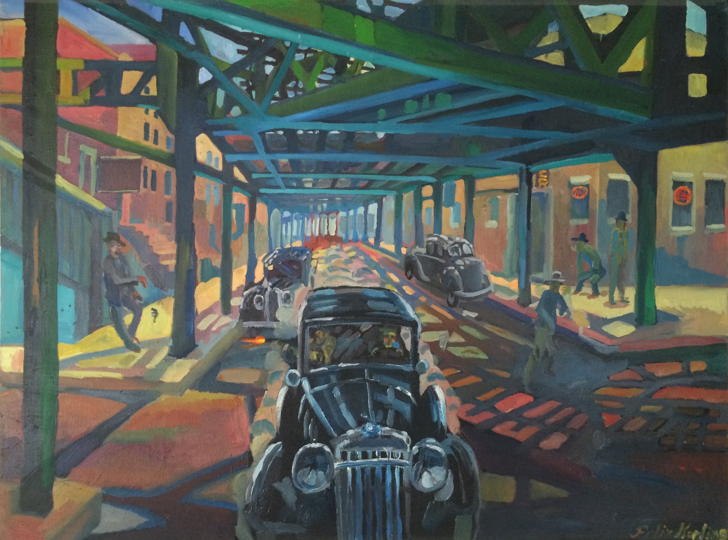 Death Under The El 30x40 oil on canvas