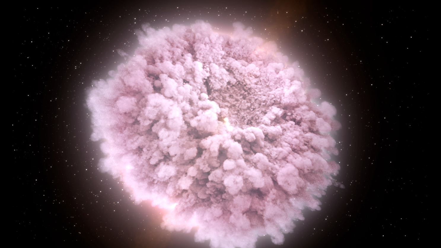 An artist’s depiction of the aftermath of two neutron stars colliding (image courtesy: NASA)