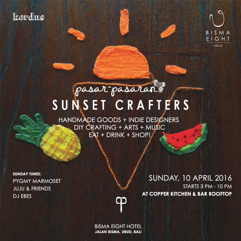 Exhibition by: AKU (Asosiasi Kreatif Ubud) – Sunday tunes by: Pygmy Marmoset, Juju & Friends and DJ Ebes Rasyid – Supported by MAVE Magz + Masbrooo Magazine
