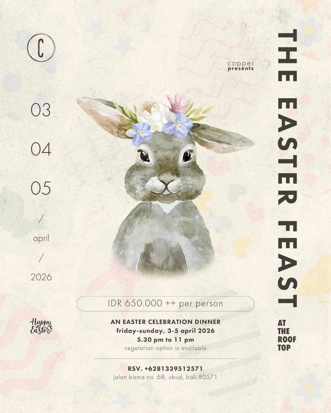 easter dinner event at copper restaurant in ubud