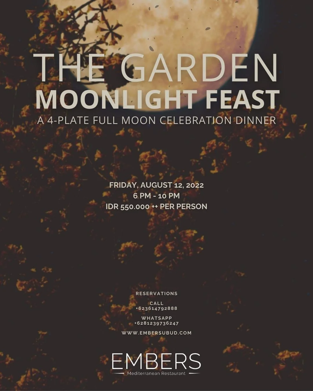 Bisma Eight Ubud Luxury Boutique Hotel Villas In Ubud Bali Embers Full Moon Celebration Dinner The Garden Moonlight Feast