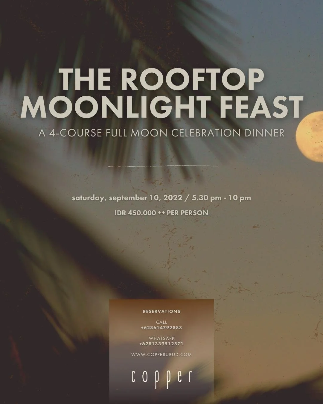 Bisma Eight Ubud Luxury Boutique Hotel Villas In Ubud Bali Copper S Full Moon Celebration Dinner The Rooftop Moonlight Feast