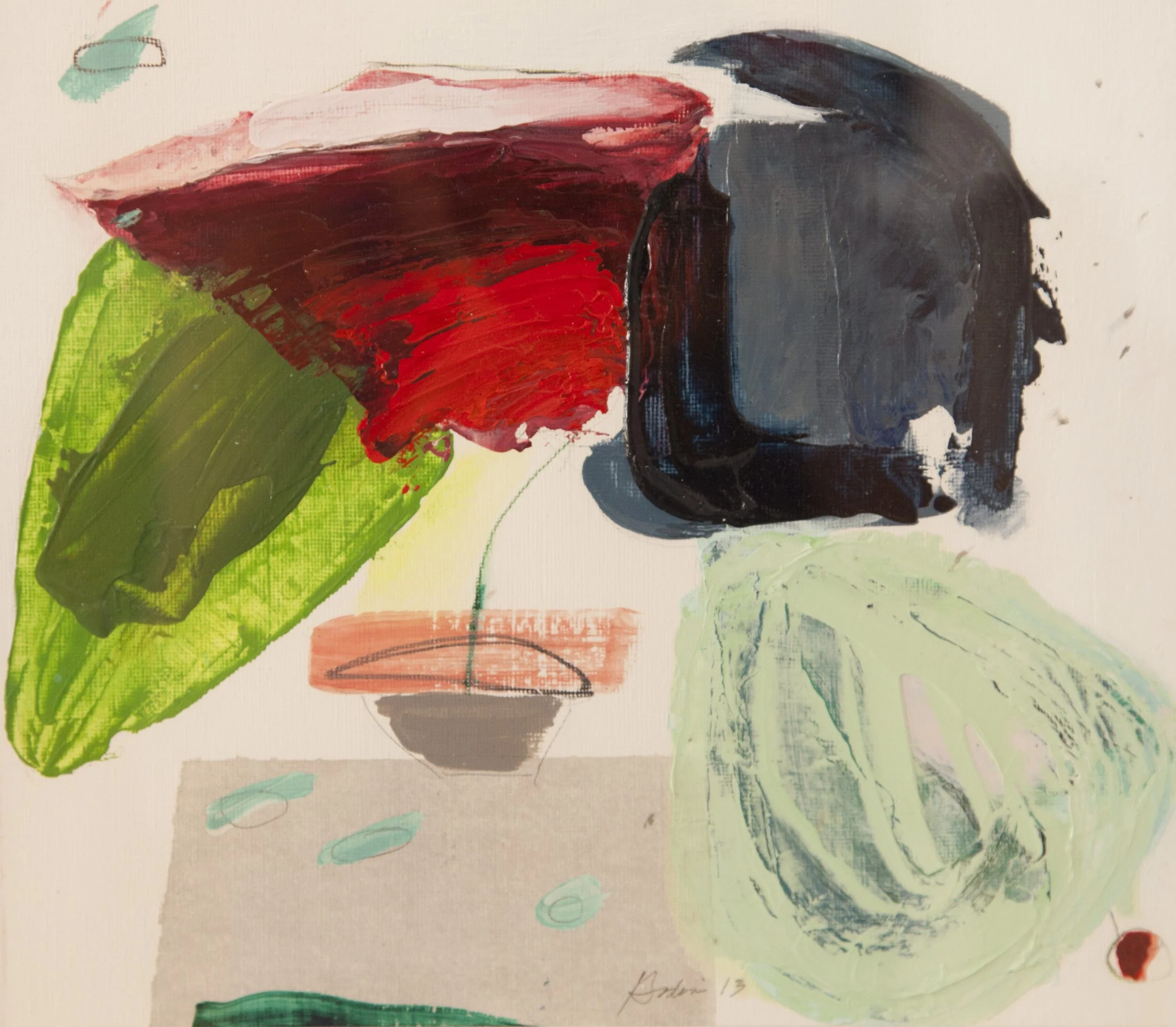 Cavalier Garden - Picnic 9 x 10 1/4” acrylic and graphite on paper 2013