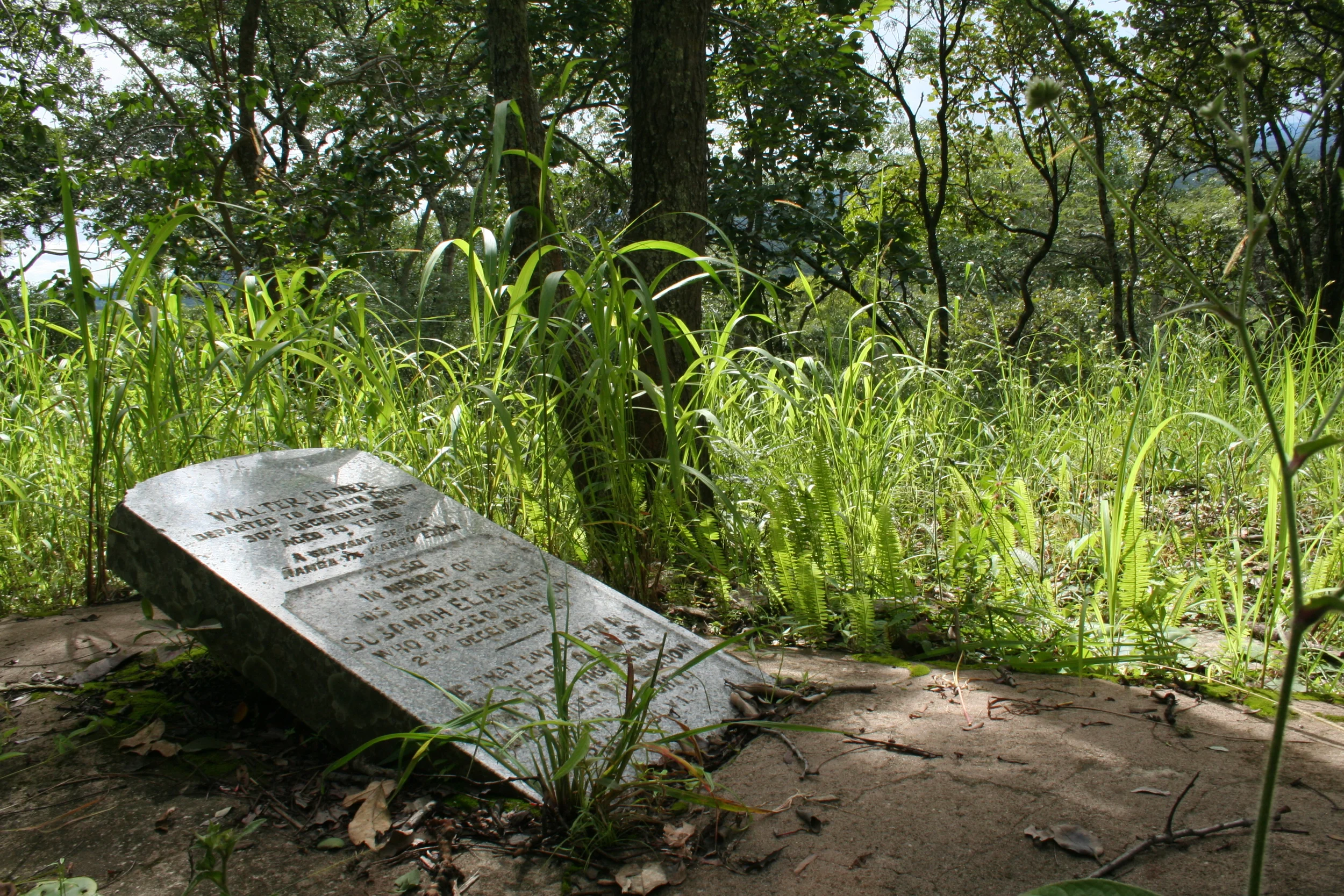 WHITE MAN’S GRAVE: The gravesite of Dr. Fisher, on Kalene Hill. The inscription reads: Walter Fisher – Departed to be with Christ – 30th December 1935 – A servant of all Wamba Ya Wantu Ejina.