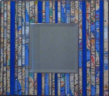 BLUE SUBWAY MIRROR 12X12"