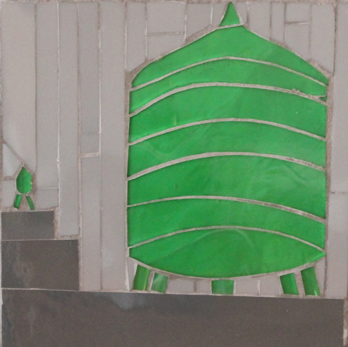 Green/Gray Water Tower 8x8"