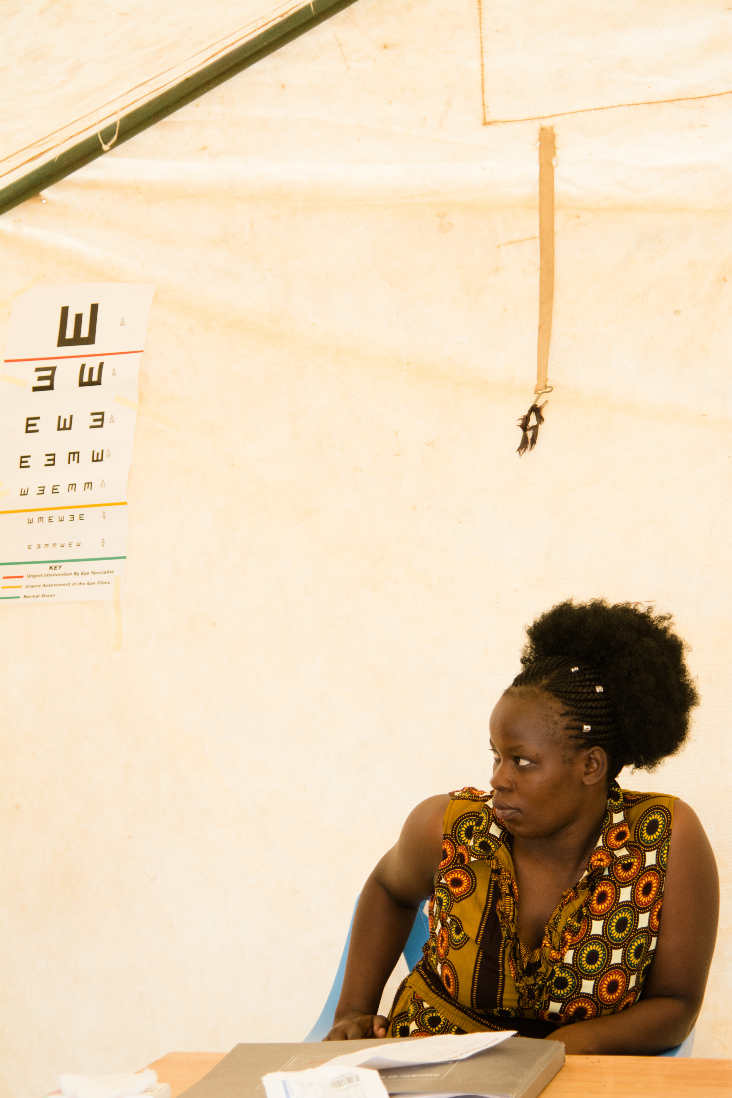 One of the Kenyan nurses in the eye clinic