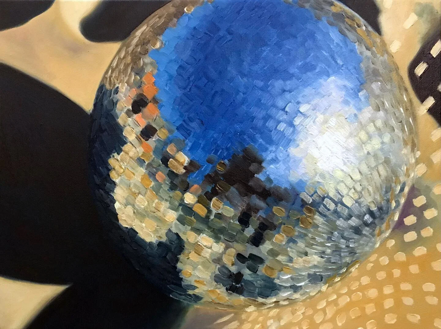 Happy Summer Solstice! ☀️30x40cm, oil on canvas 
.
.
#summersoltice #discoball #beach #contemporaryoilpainting