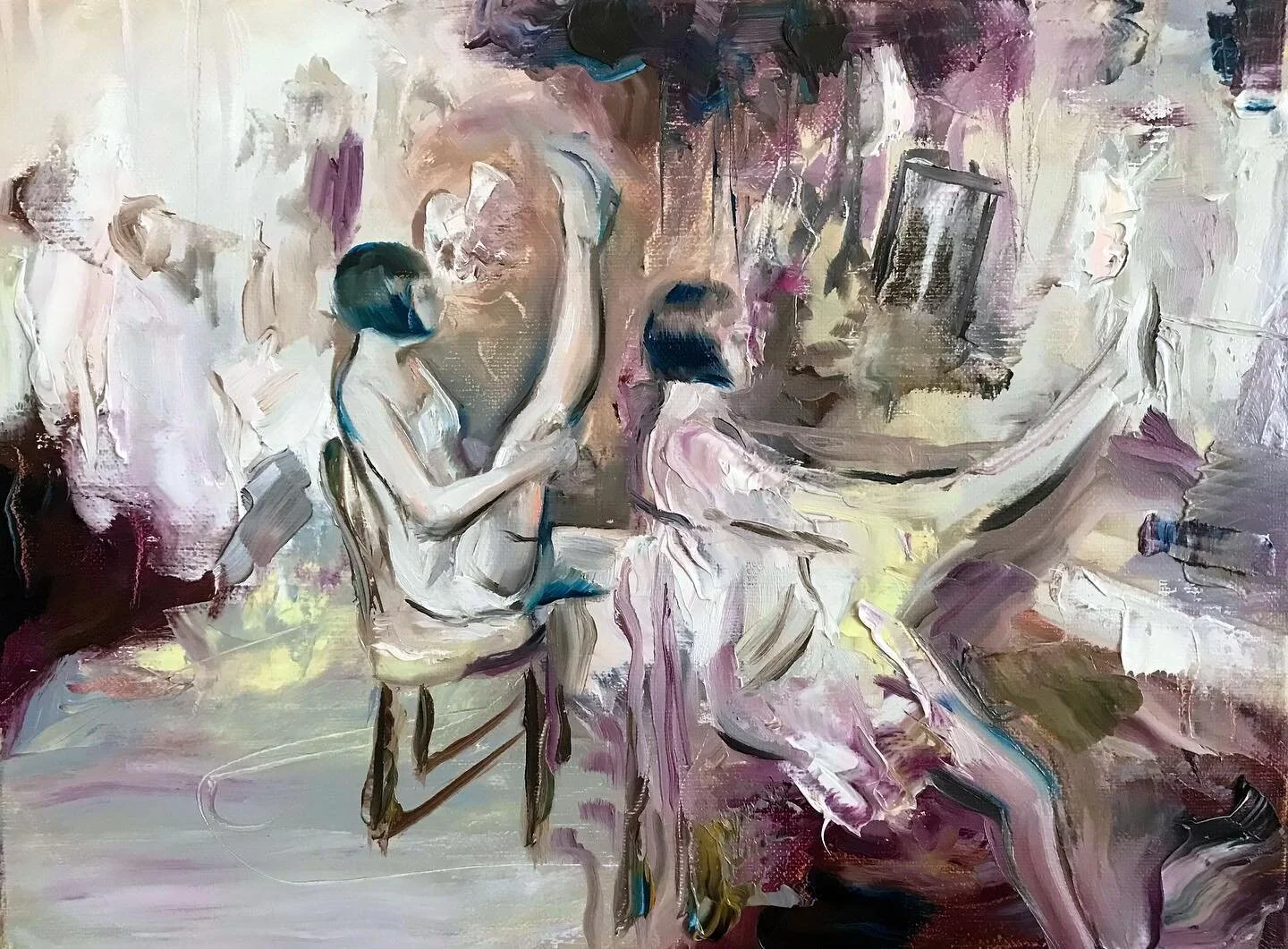 Dressing room, 30cm x 40cm, oil on canvas 
.
.
.
#contemporarypainting #&ouml;lmalerei #zeitgn&ouml;ssischekunst #berlinartist #1920s #louisebrooks #metropol