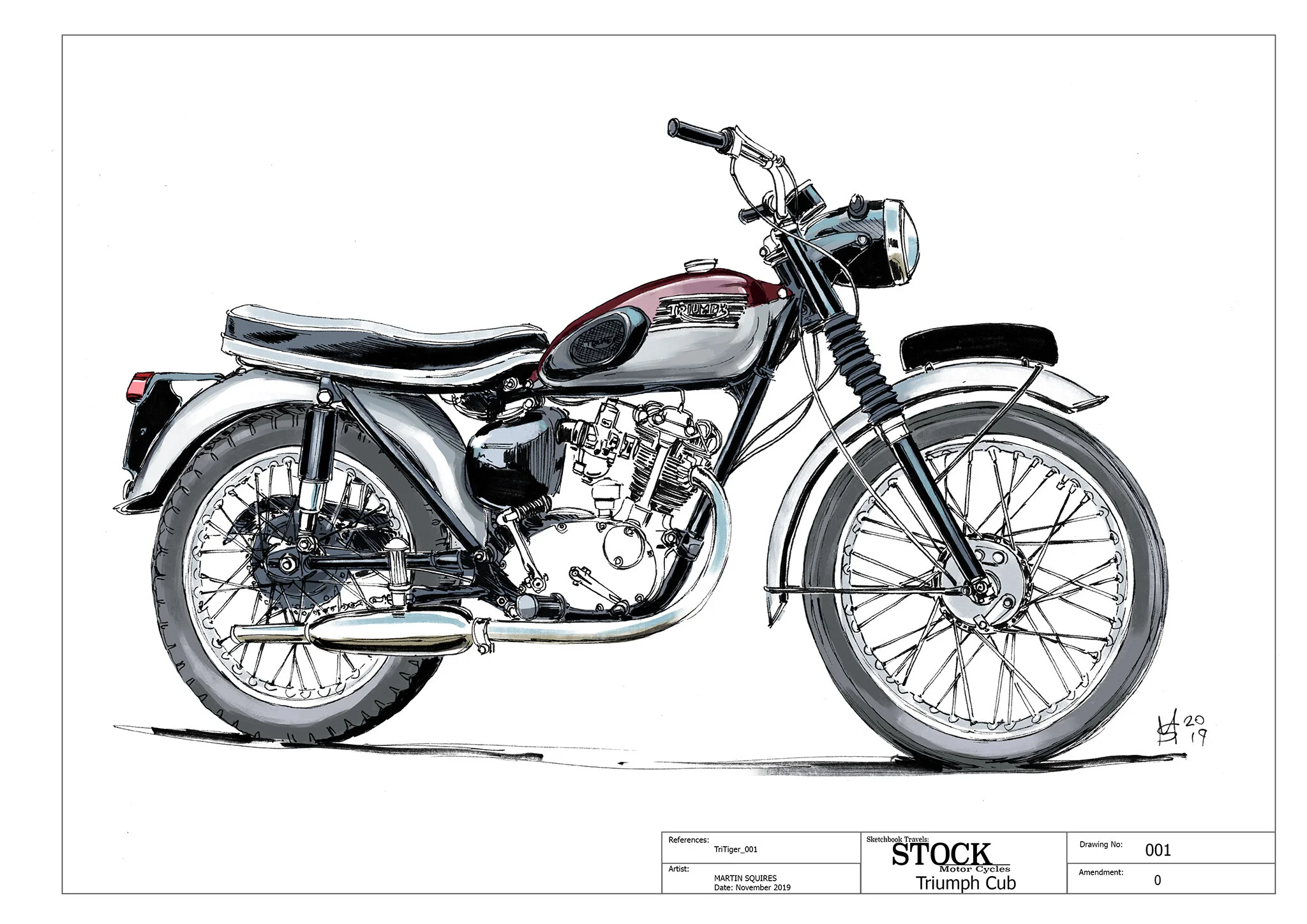 Triumph Tiger Cub print — Sketchbook Travels