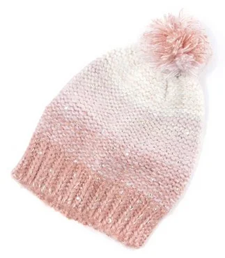 Ombre Knit Hat with Sequins