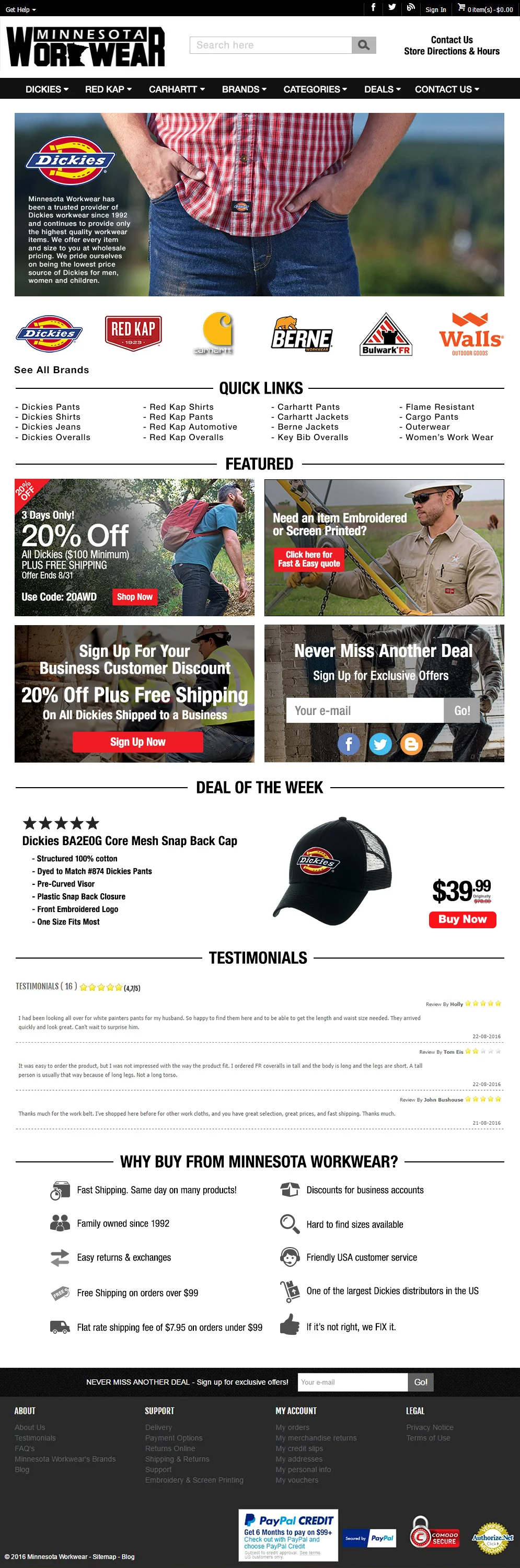 My updated home page design mimics a parallax scrolling layout with changeable banners, featured deals, top selling brands, testimonials and email capture.