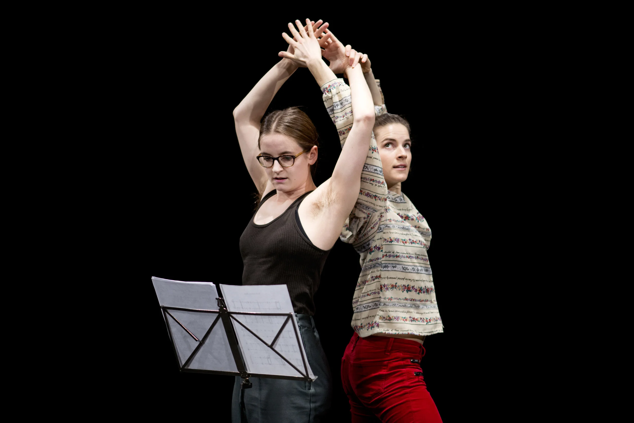 Eleanor And Flora Music, choreography by Eleanor Sikorski and Flora Wellesley Wesley, concept and direction by Jonathan Burrows and Matteo Fargion.