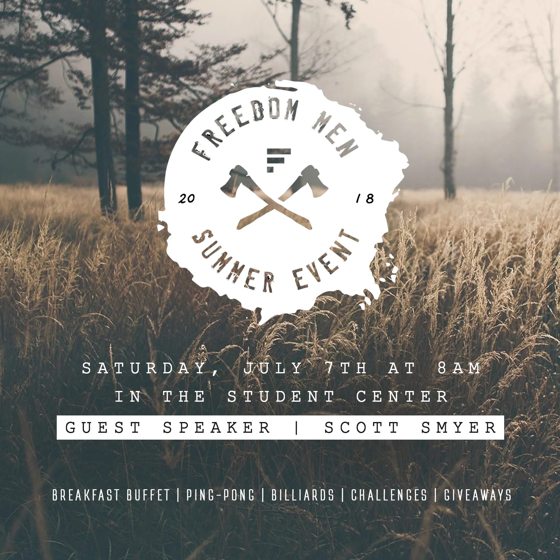 Join us Saturday, July 7th @ 8:00 a.m. for our Summer Men’s Event. Special guest Scott Smyer will be sharing a powerful message that every man needs to hear. We’ll have an amazing breakfast buffet, challenges, ping pong, pool, and the list goes on! …