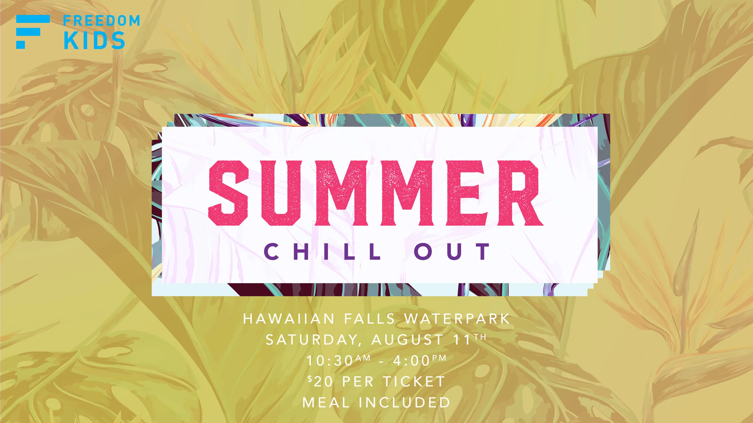 This is our final event of the summer for grades K-5th! Ticket includes access to the park and a meal. E-mail Lyndi.Fleckenstein@FindFreedom.Church for more info