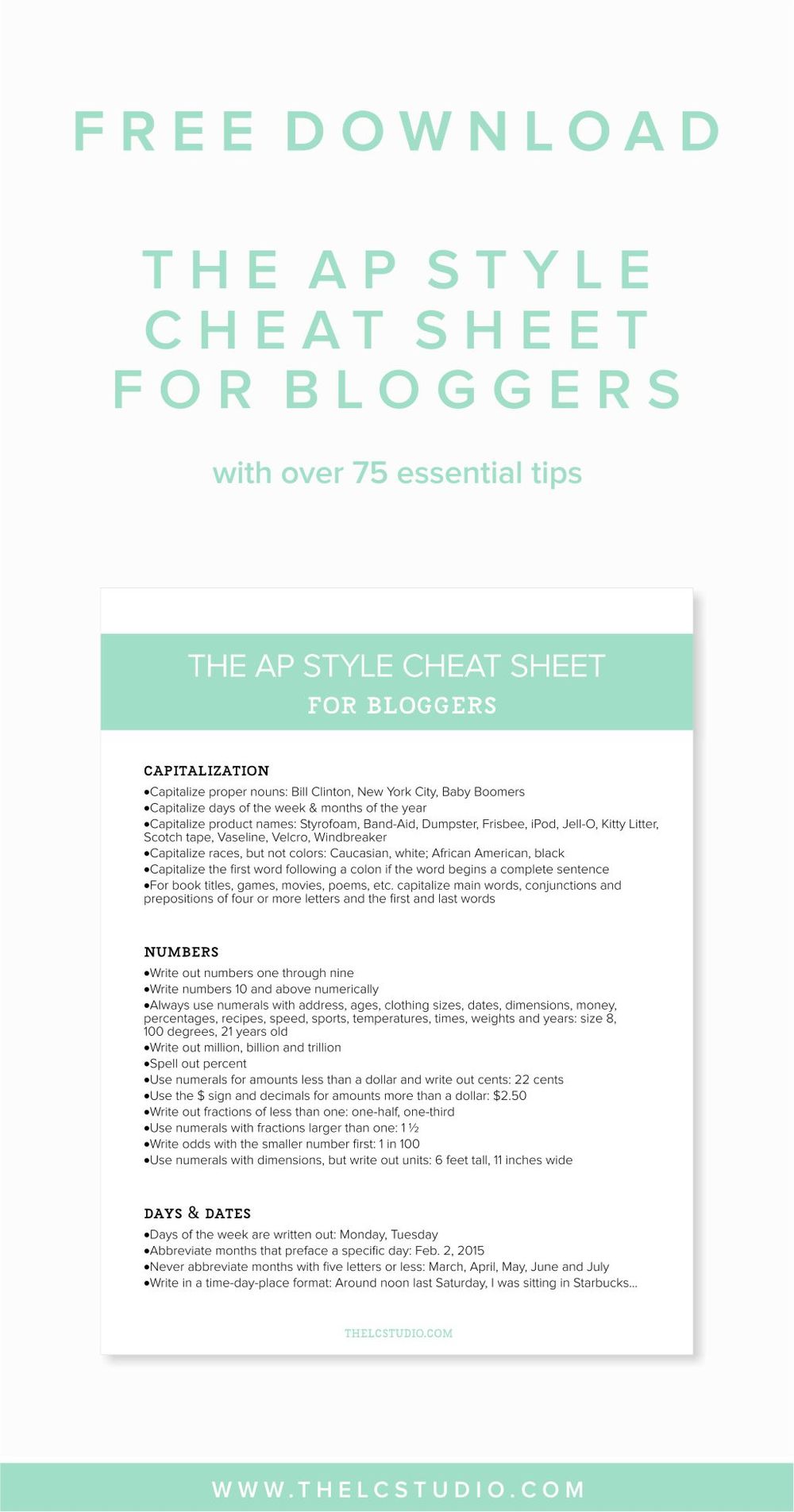 The AP Style Cheat Sheet for Bloggers (Free Download!)  The LC Studio