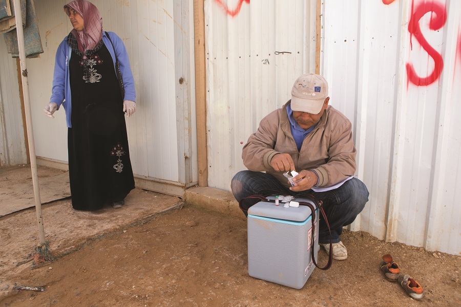 While facing challenging conditions in the Zaatari camp, volunteers have immunized more than 14,000 children.