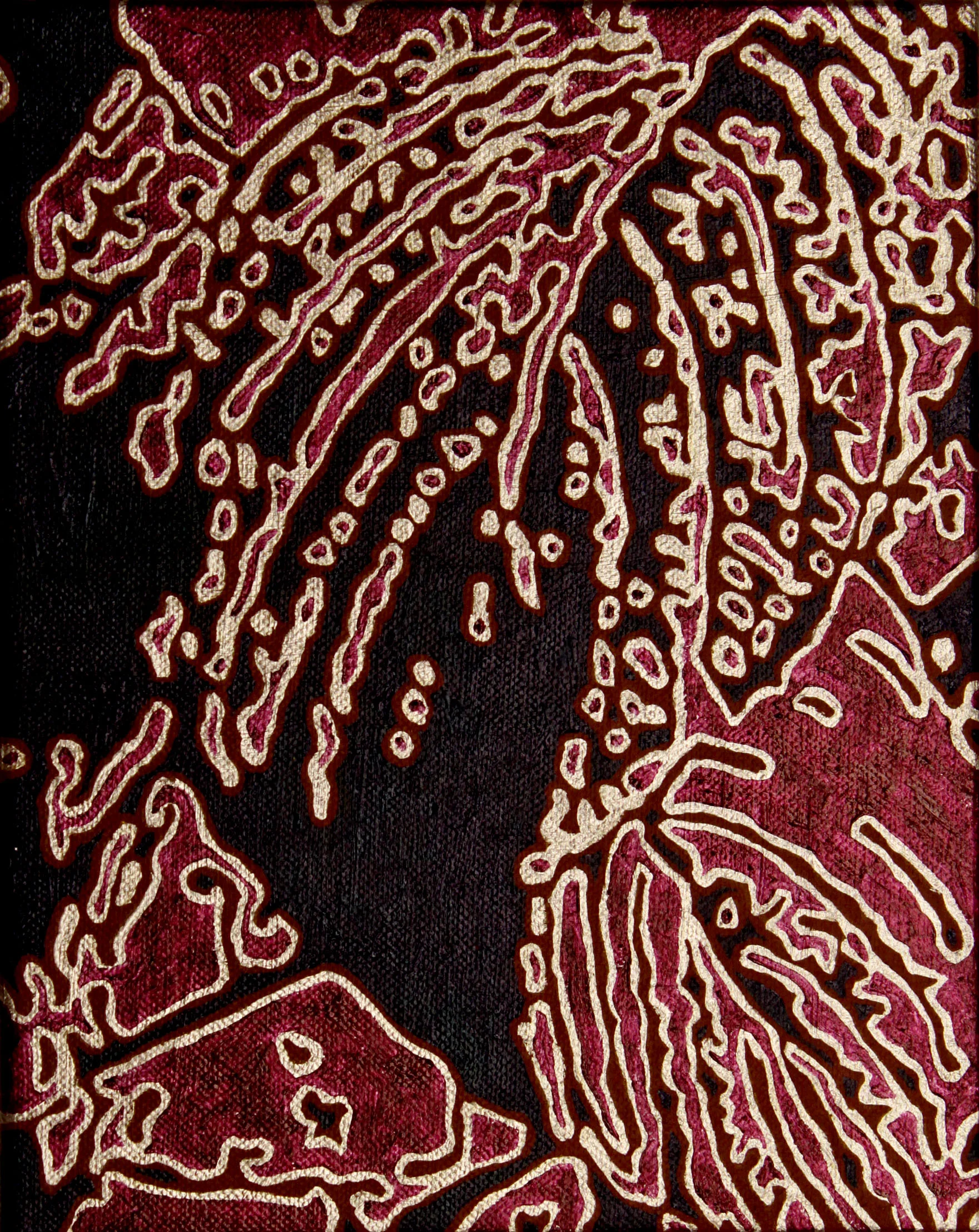 Haiku with Red Leaves and Silver